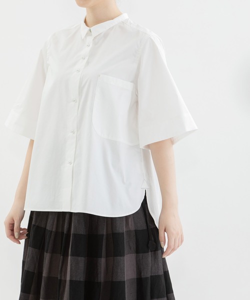 ブラウス シャツ ノーカラー五分袖ロング丈シャツ レディース tシャツ Tシャツ シャツ ブラウス レディース チュニックシャツ