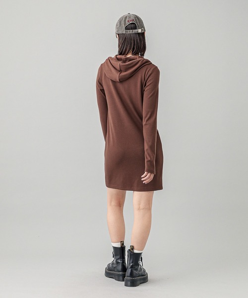 ワンピース melt the lady logo hoodie dress X-girl（エックスガール） ワンピース RIB HOODIE DRESS : ZOZOTOWN