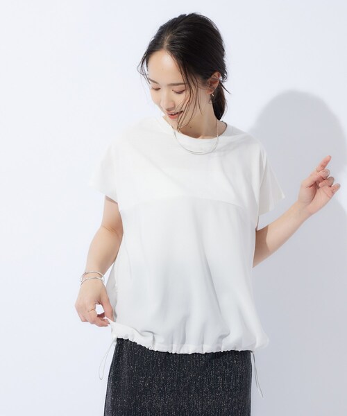 Cutie Blonde tシャツ インせずサマ見え 裾ドロスト切り替え