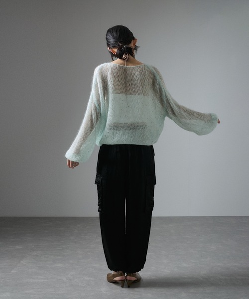 SALON adam et rope' ニット セーター シアーモヘアスパンコール