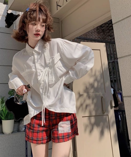 i-dare ブラウス シャツ 「i-dare」韓国風 オーバーサイズ ブラウス