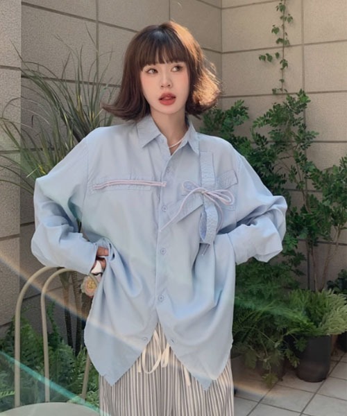 i-dare ブラウス シャツ 「i-dare」韓国風 オーバーサイズ ブラウス