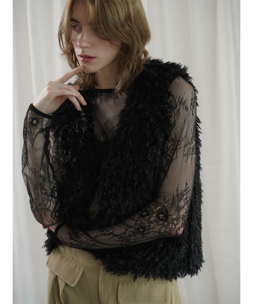 ベスト ジレ GLITTER FEATHER VEST レディース ベスト ジレ GLITTER FEATHER VEST レディース : ZOZOTOWN Yahoo