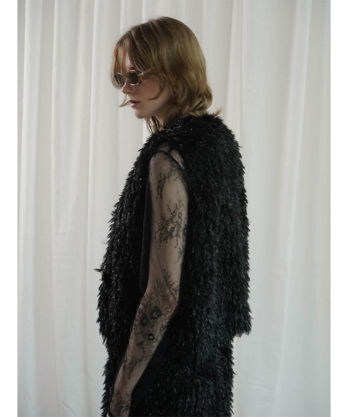ベスト ジレ GLITTER FEATHER VEST レディース ベスト ジレ GLITTER FEATHER VEST レディース : ZOZOTOWN Yahoo