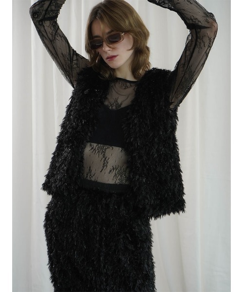 ベスト ジレ GLITTER FEATHER VEST レディース ベスト ジレ GLITTER FEATHER VEST レディース : ZOZOTOWN Yahoo