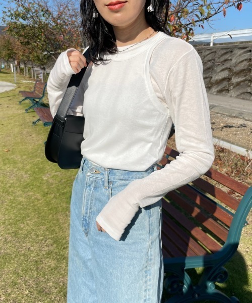 tシャツ 「MILLER/ミラー」 別注 2ピース タンクトップレイヤードシアーカットソー レディース MILLER/ミラー] 別注 2ピース タンクトップレイヤードシアー