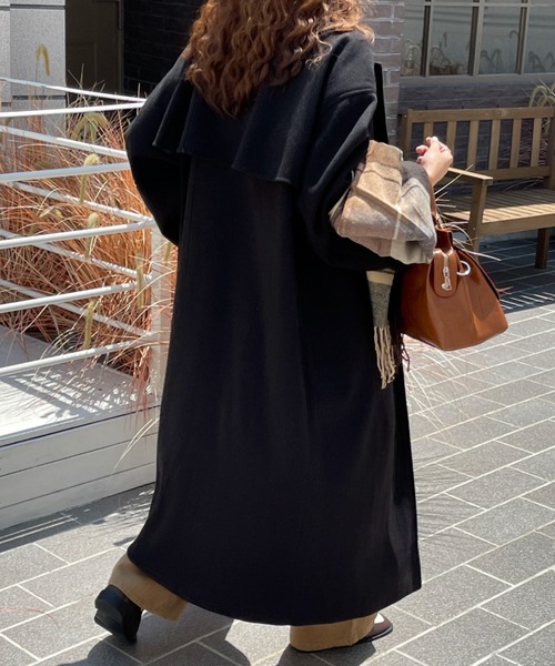 「emi+」 ノーカラーコート L ベージュ レディース_画像9