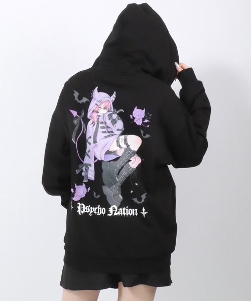 PSYCHO NATION × 寝田ルネ コラボ 3WAY デビル パーカー 寝田ルネ×PSYCHO NATION(サイコネーション) デビルパーカー
