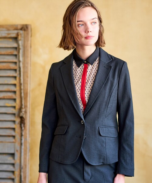 美品　ドレステリア　テーラードジャケット　リネン　麻　50 濃紺　大きいサイズ ドレステリア DRESSTERIOR リネンコットンジャケット （ネイビー