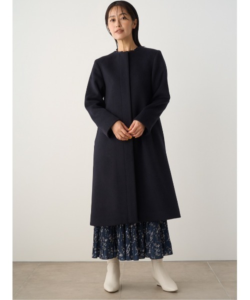 限定お値下げセルフォード⭐︎ノーカラーコート　黒 CELFORD（セルフォード） ノーカラーコート コート カシミヤ混ノー