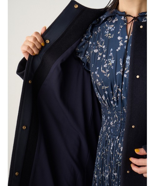 ♡新品同様♡セルフォード♡ダークネイビー♡コート♡36♡ CELFORD - セルフォード カシミア混ノーカラーコート 36 ネイビーの