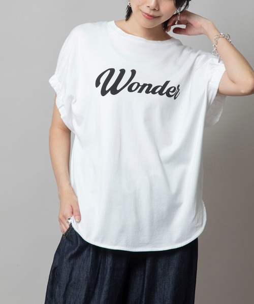 tシャツ シャーリングロゴトップス レディース