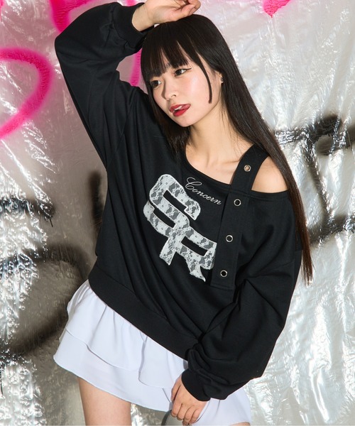 shrita（シュリータ） トレーナー ワンショルロゴトレーナー「低身長