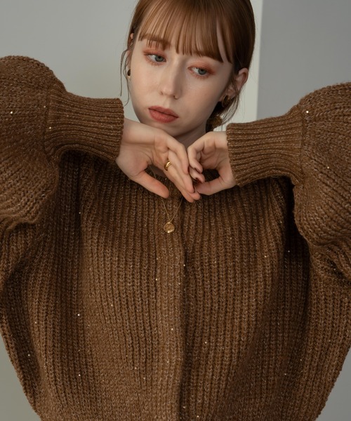 hinari（ヒナリ） ニットカーディガン FREE キャメル レディース