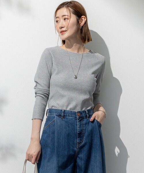 tシャツ 「SLOW/一部店舗限定」ラメリブジャージー ロングTシャツ レディース