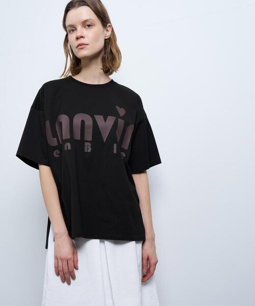売れ筋がひ贈り物！ Bleu en LANVIN tシャツ レディース ハートロゴプリントTシャツ トップス