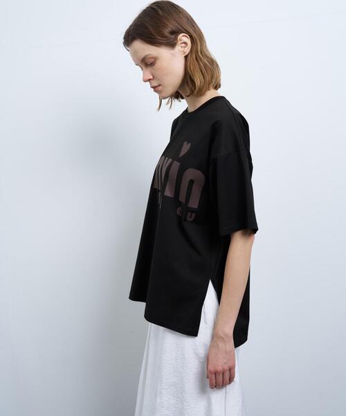 LANVIN en Bleu tシャツ ビッグロゴプリントTシャツ レディース