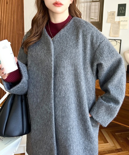 moment+ ノーカラーコート M グレー レディース : ZOZOTOWN Yahoo!店