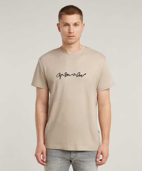 送料込★G-Star★G-Script Tシャツ G-STAR RAW tシャツ G-SCRIPT T-SHIRT/フロントブランドロゴT