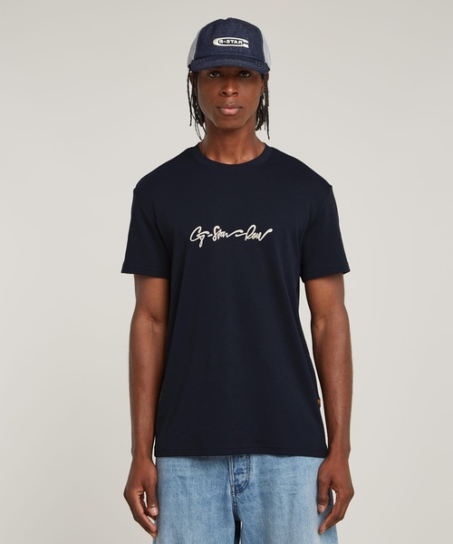 送料込★G-Star★G-Script Tシャツ G-STAR RAW tシャツ G-SCRIPT T-SHIRT/フロントブランドロゴT