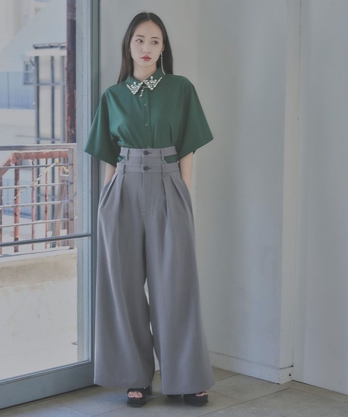 HARE パンツ Wウエストタックワイドパンツ(HARE) レディース