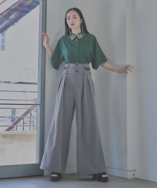 HARE パンツ Wウエストタックワイドパンツ(HARE) レディース