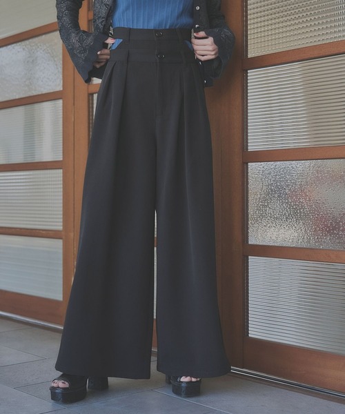HARE パンツ Wウエストタックワイドパンツ(HARE) レディース