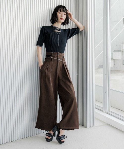 HARE パンツ Wウエストタックワイドパンツ(HARE) レディース
