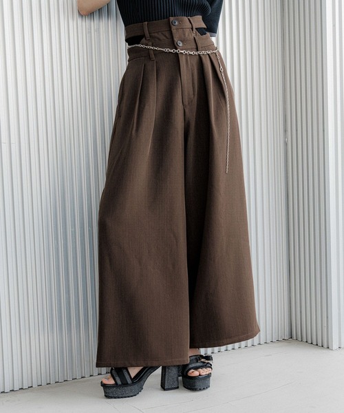 HARE パンツ Wウエストタックワイドパンツ(HARE) レディース