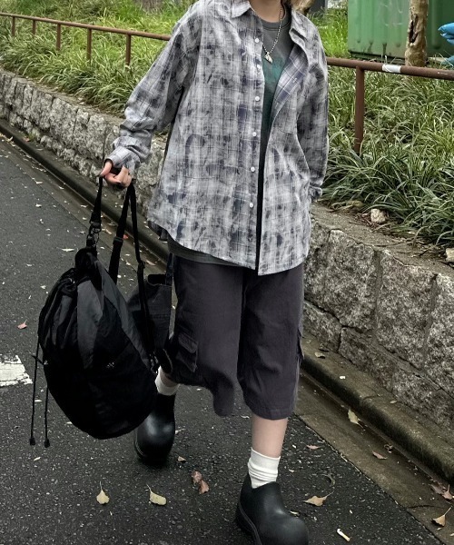 Chikashitsu+ シャツ 「Chikashitsu+」washing check shirt Chikashitsu+ シャツ 「Chikashitsu+」washing check shirt