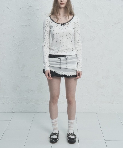 tシャツ 「SETUP‐EXE」TINY STAR LACE TOP レディース セール】【SETUP‐EXE】TINY STAR LACE TOP（Tシャツ/カットソー