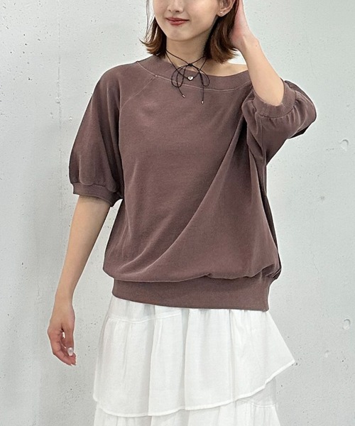 juemi オフショル　ピグメントスウェット ピグメントオフショルスウェット(M CHARCOAL GRAY): トップス