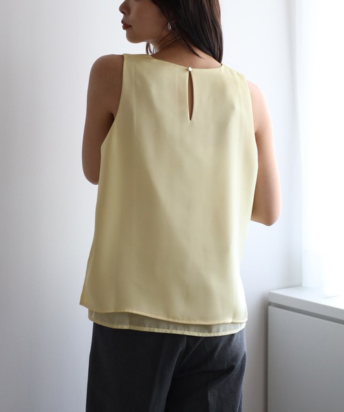 ENC タンクトップ ノースリーブ 「動画あり」layered like satin tank