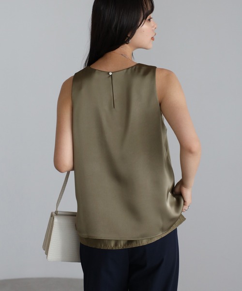 ENC タンクトップ ノースリーブ 「動画あり」layered like satin tank