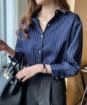 ブラウス シャツ 「全10色」ストライプ スキ...の詳細画像1