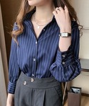 ブラウス シャツ 「全10色」ストライプ スキ...の詳細画像2