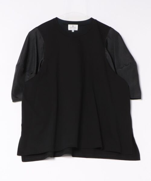 「LANVIN en Bleu」 半袖カットソー 38 ブラック レディース