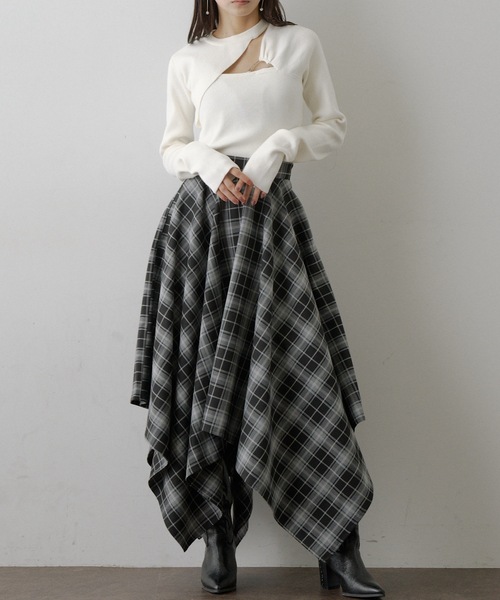 VIOLETTA（ヴィオレッタ） スカート チェック柄ハンカチーフヘム