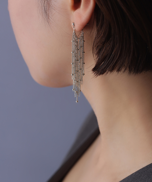 Lilas ピアス 「SAMH by LILAS」 チェーンフリンジ7cmピアス SV(両耳 Lilas ピアス 「SAMH by LILAS」 チェーンフリンジ7cmピアス SV(両耳
