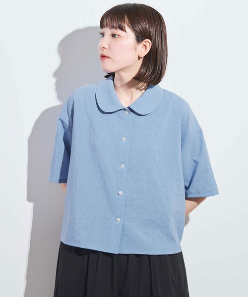 fig London（フィグロンドン） ブラウス シャツ ○round collar shirt