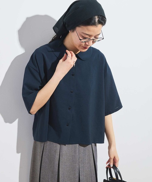 fig London（フィグロンドン） ブラウス シャツ ○round collar shirt
