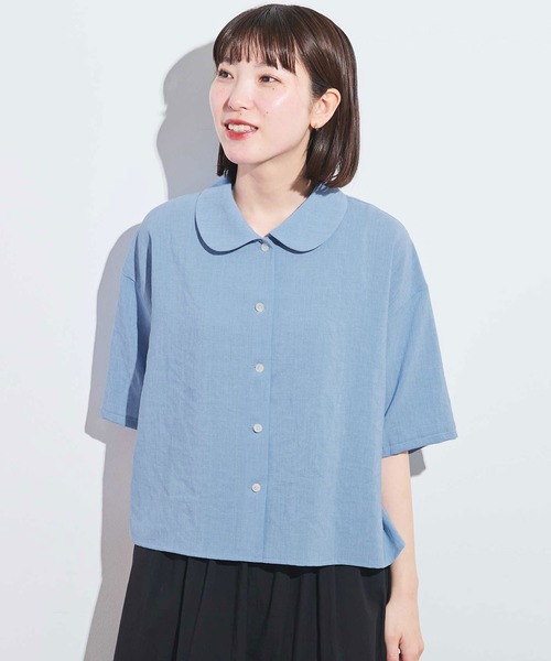 fig London（フィグロンドン） ブラウス シャツ ○round collar shirt
