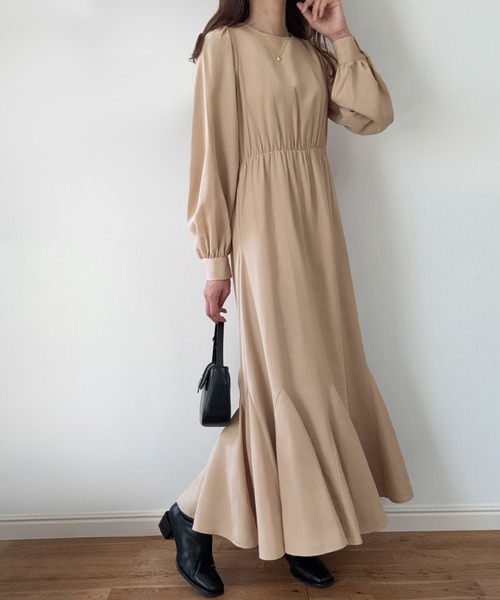 LAUIR（ラウアー） ワンピース パフスリーブワンピース+ジャガード