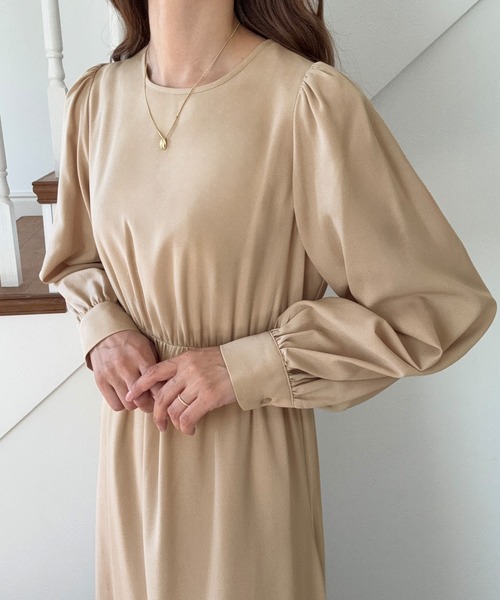 LAUIR（ラウアー） ワンピース パフスリーブワンピース+ジャガード