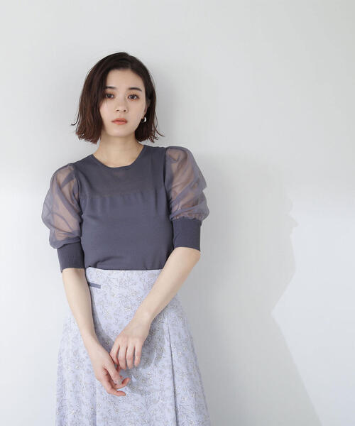 「NATURAL BEAUTY BASIC」 半袖ニット FREE グレイッシュベージュ レディース_画像5