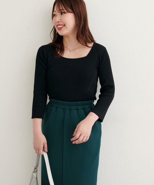 yusho kobayashi 今期アコニット 再値下げ12/23- natural couture ニット セーター 「ako」前後2WAY7分袖リブニット