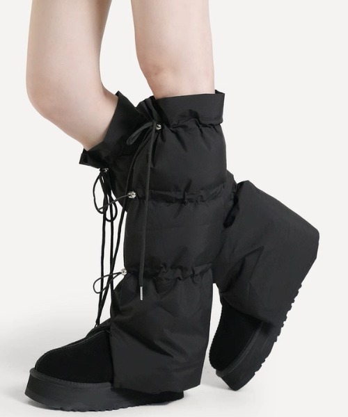 新品★ブリーフィング 撥水レッグウォーマー グレー×ブラック ドロスト付き CELENA BEATS レッグウォーマー ドローストリングパフレッグウォーマー