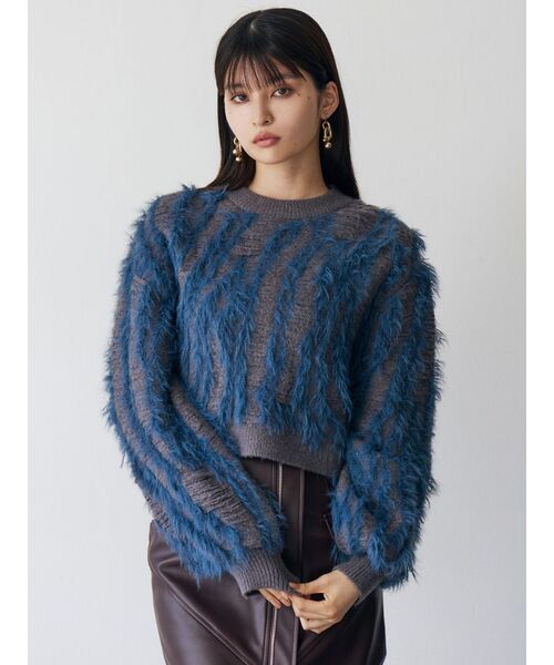 MURUA（ムルーア） ニット セーター バイカラーシャギーニット
