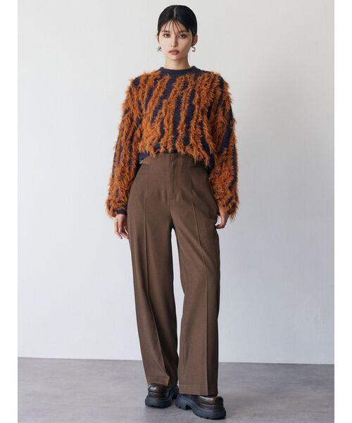 ムルーア　MIXヤーンコラボニット［新品］ MURUA（ムルーア） ニット セーター バイカラーシャギーニット