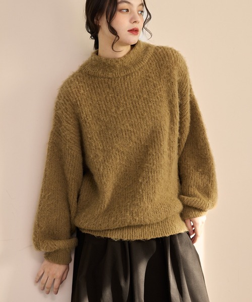 OLUN ニット セーター high neck mohair like knit/ハイネックモヘア